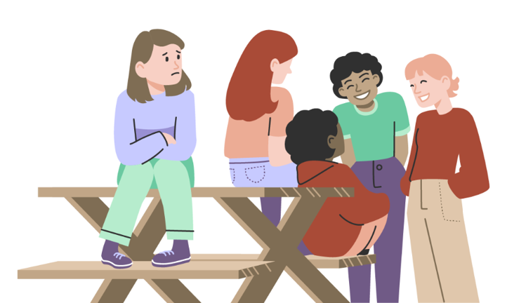 en gruppe mennesker som sitter på en benk